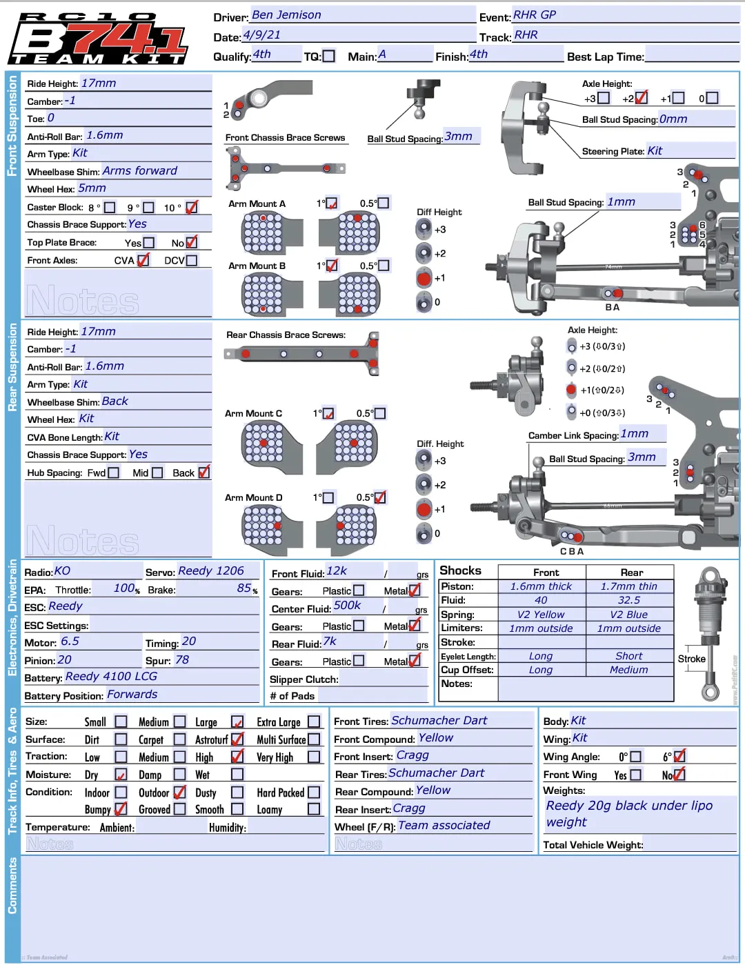 Setup Sheet