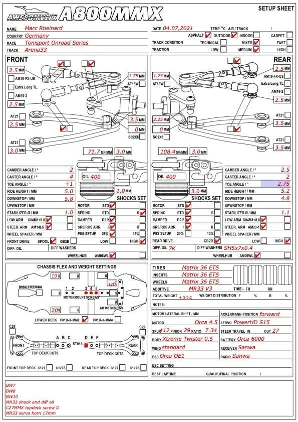 Setup Sheet