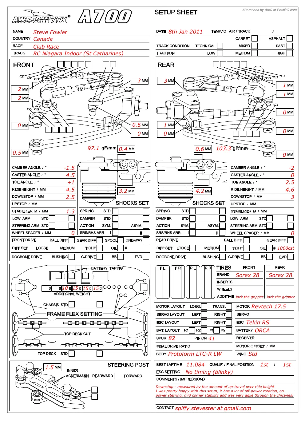 Setup Sheet