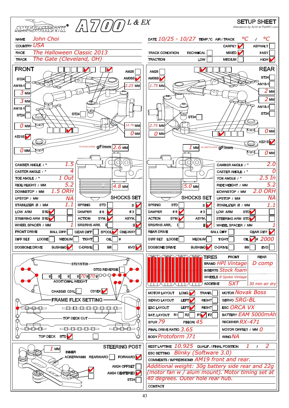Setup Sheet