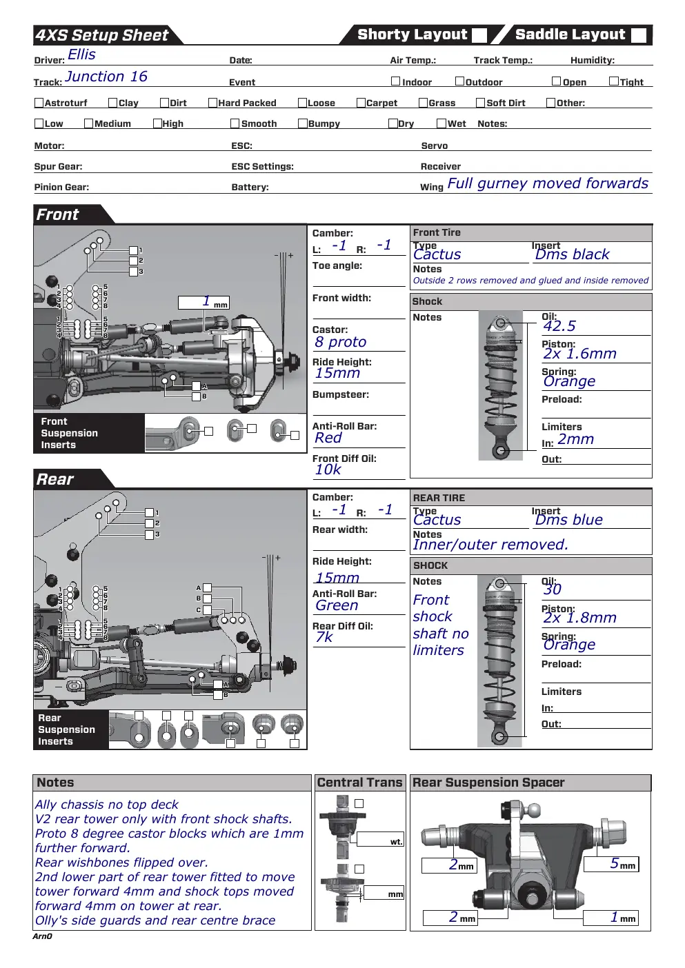 Setup Sheet