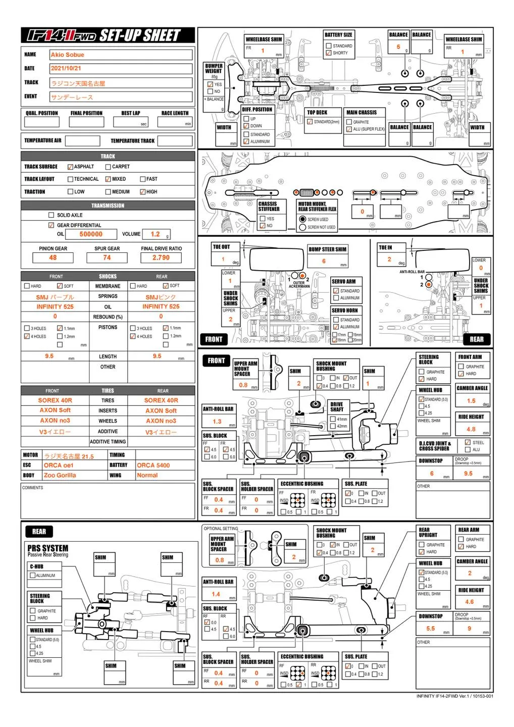Setup Sheet
