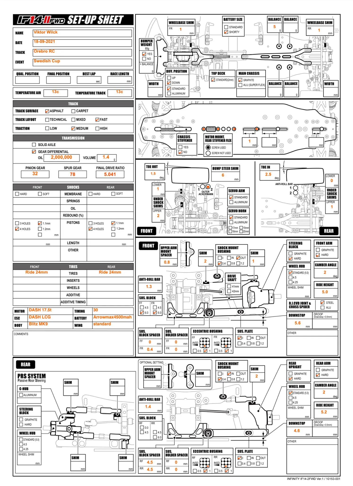 Setup Sheet