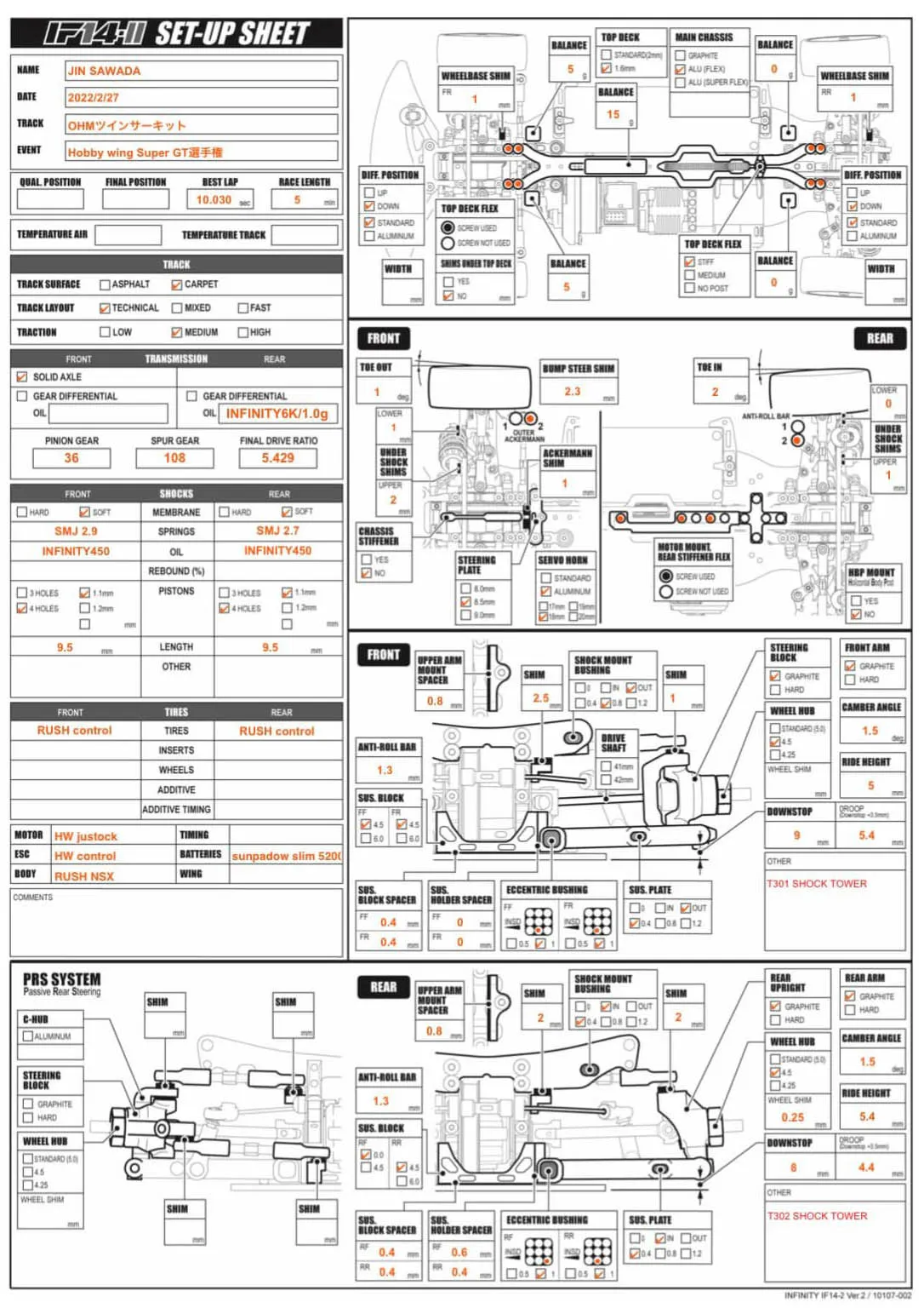Setup Sheet