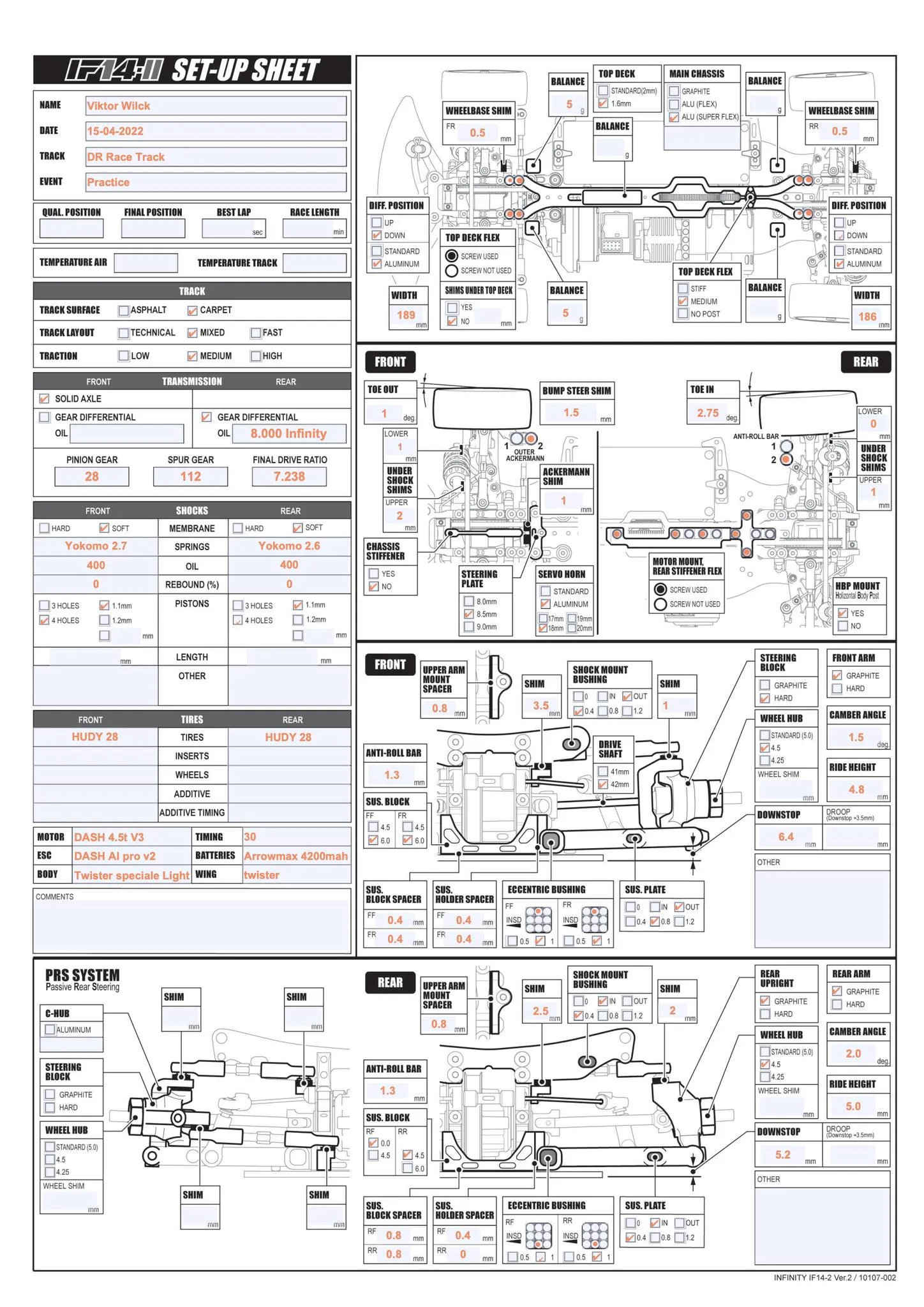 Setup Sheet