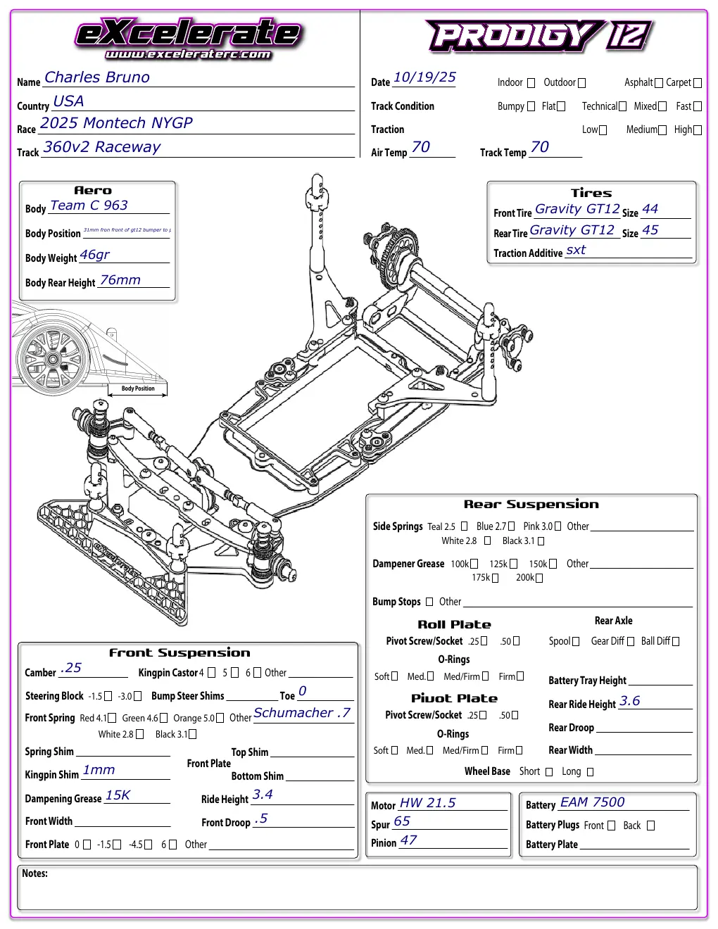 Setup Sheet