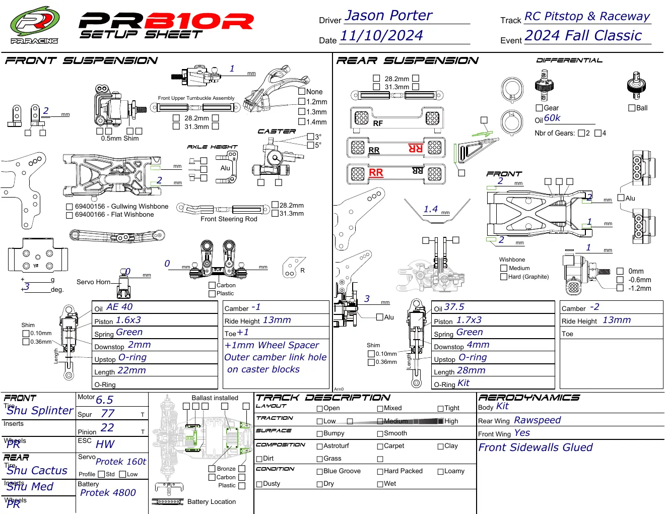 Setup Sheet