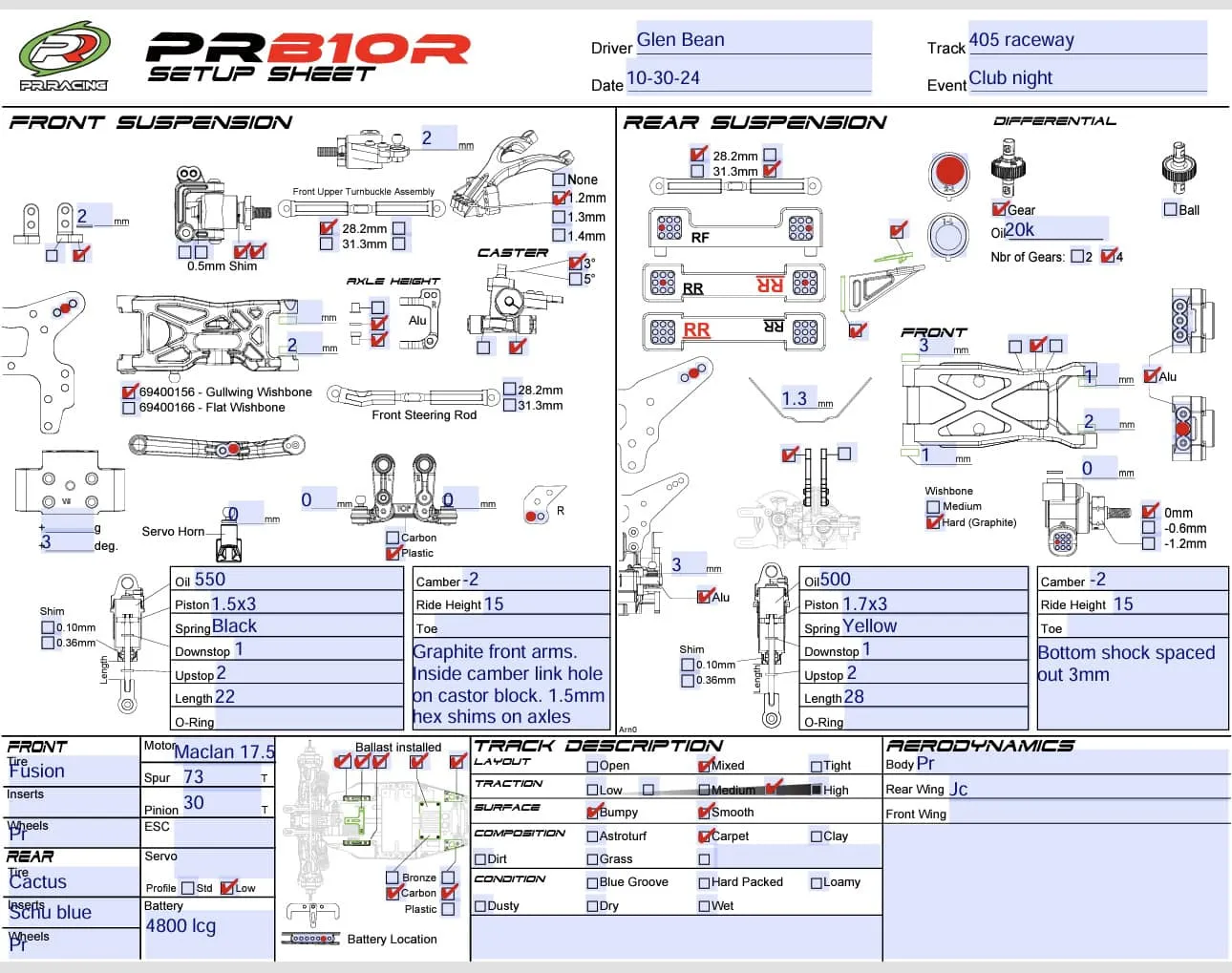 Setup Sheet