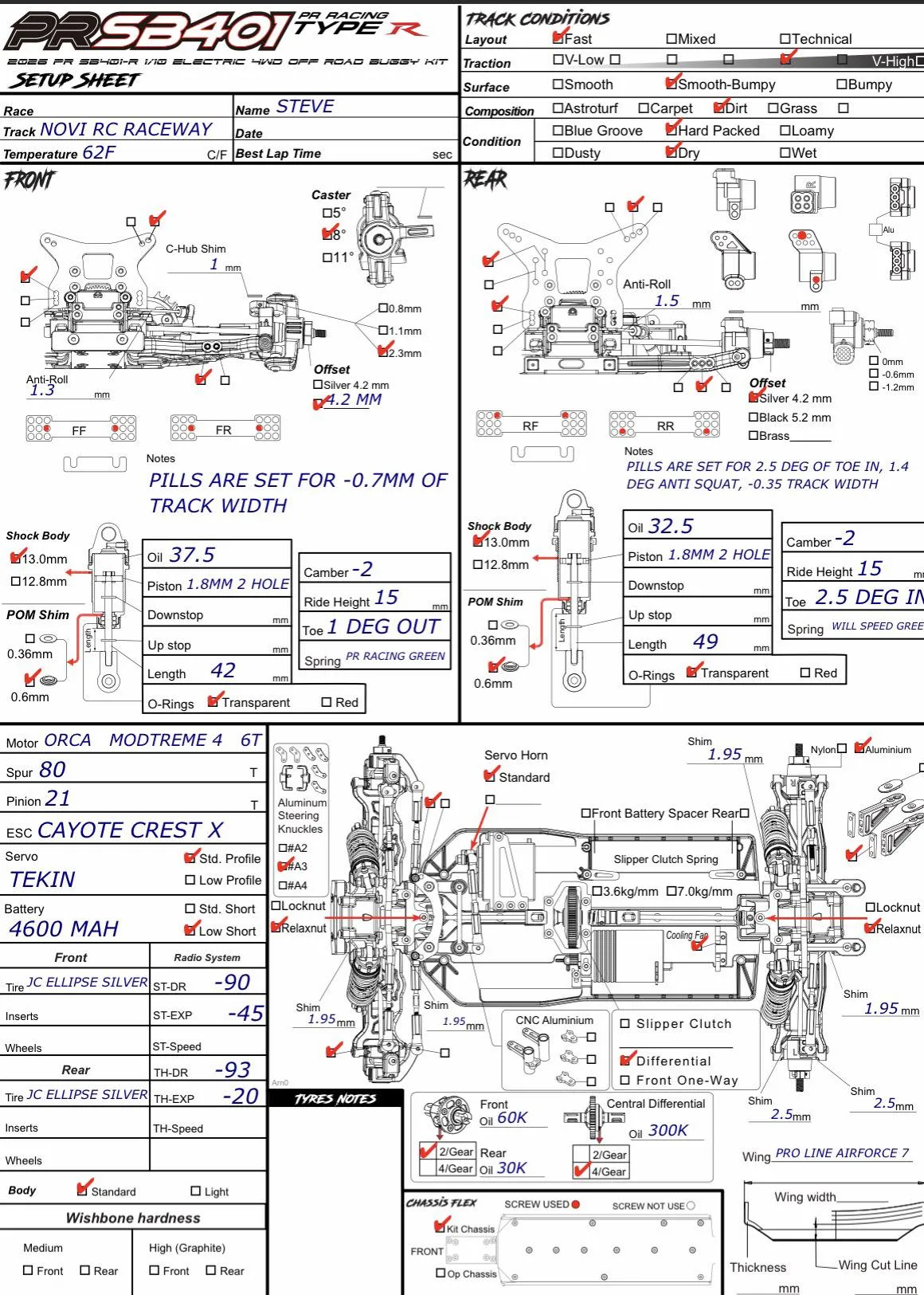 Setup Sheet
