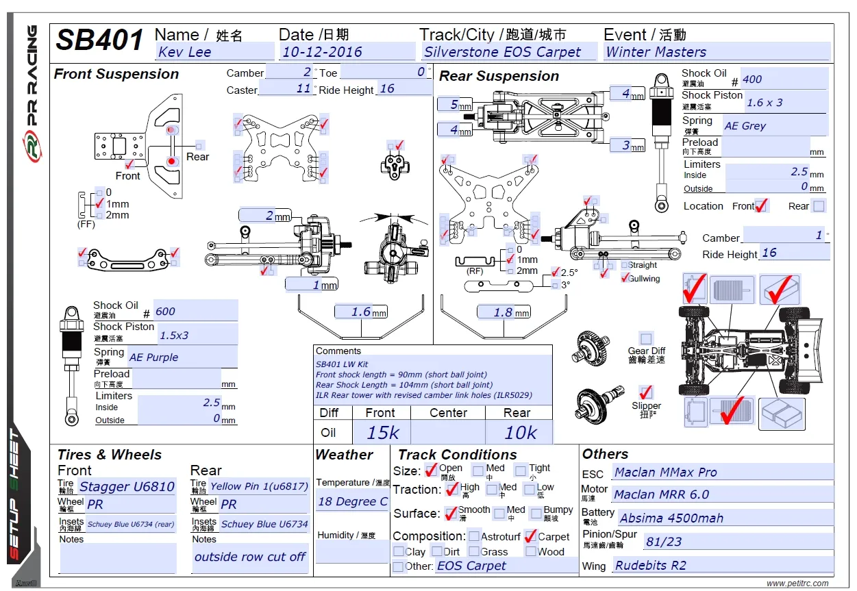 Setup Sheet