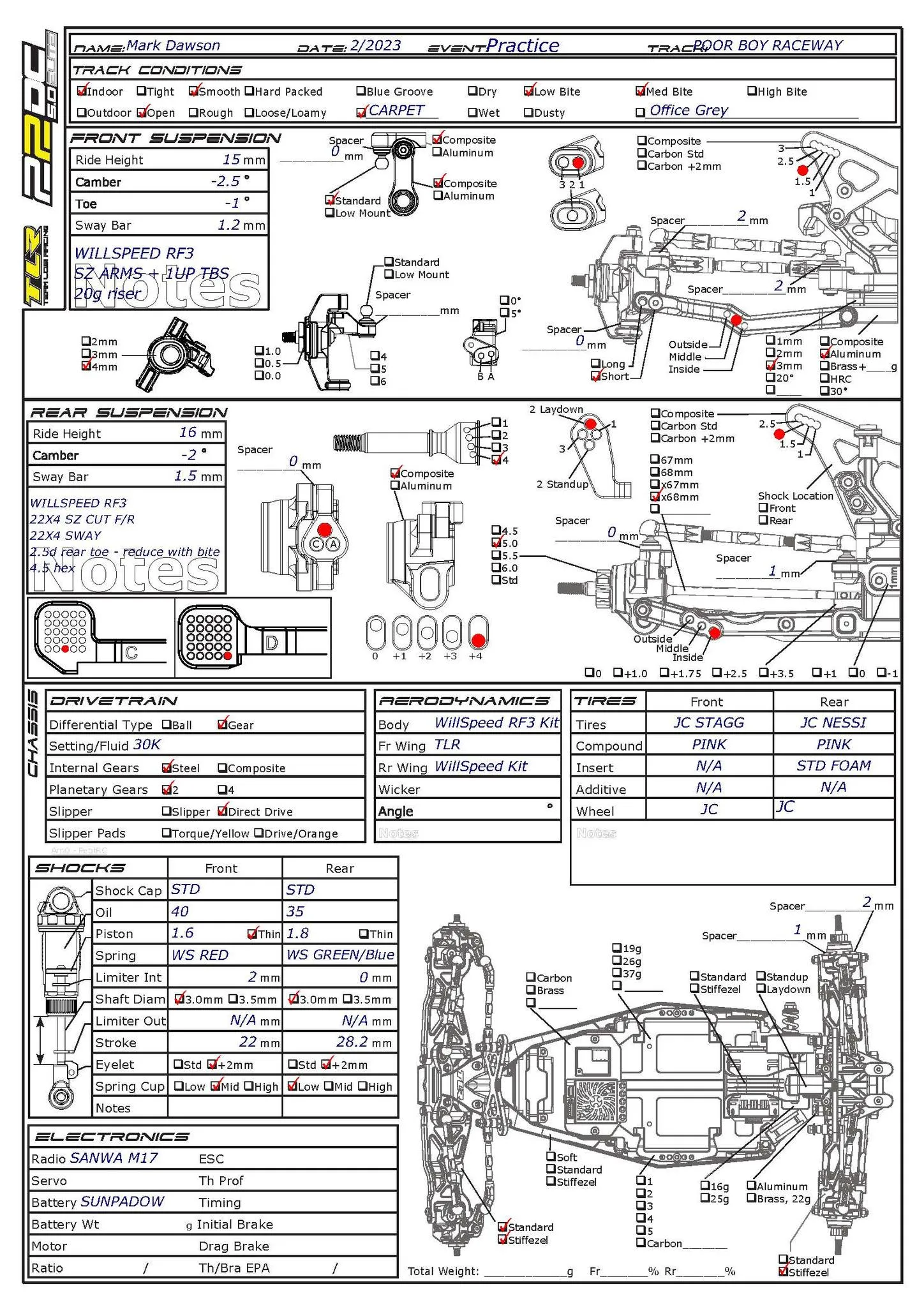 Setup Sheet