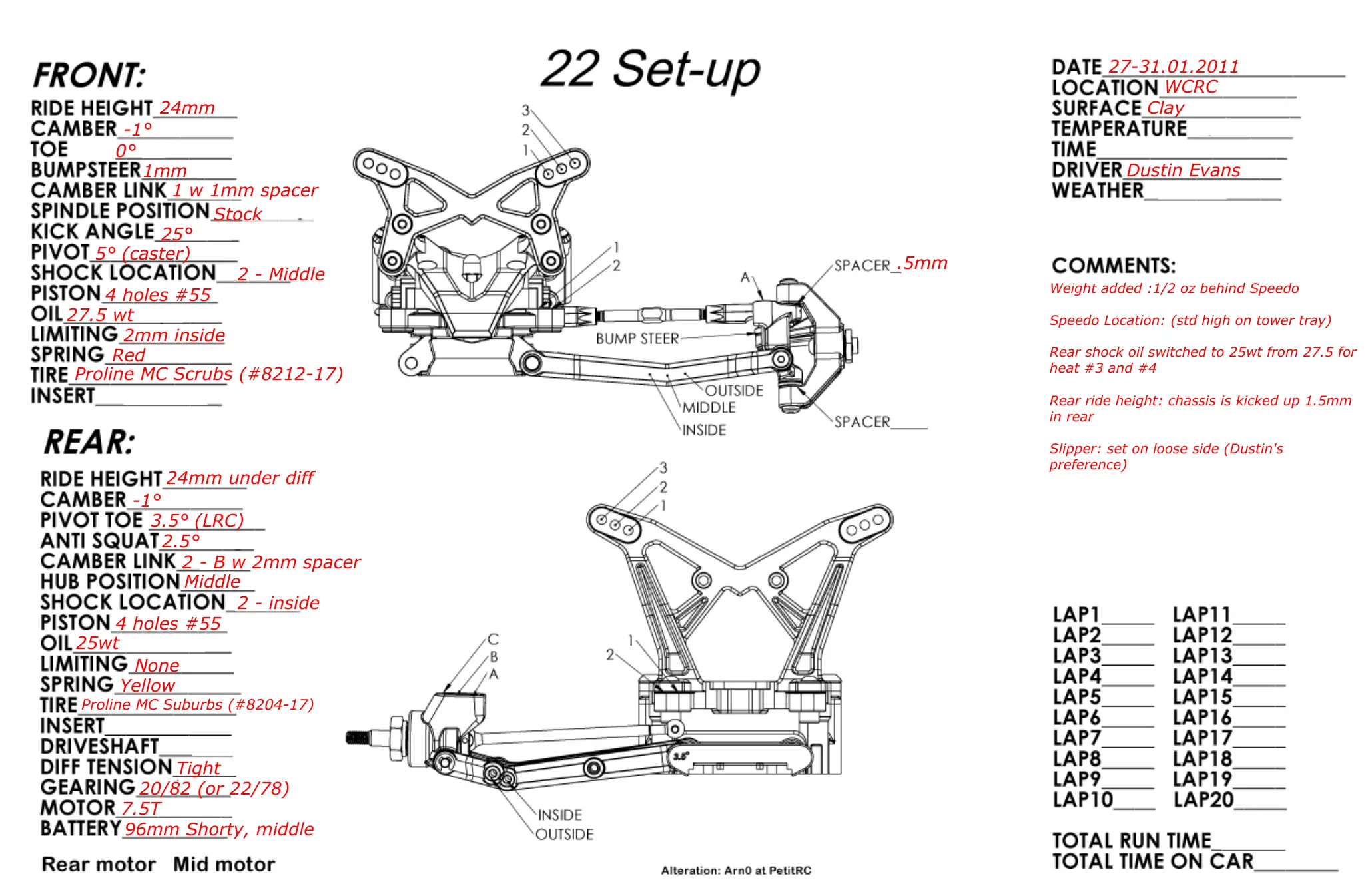 Setup Sheet