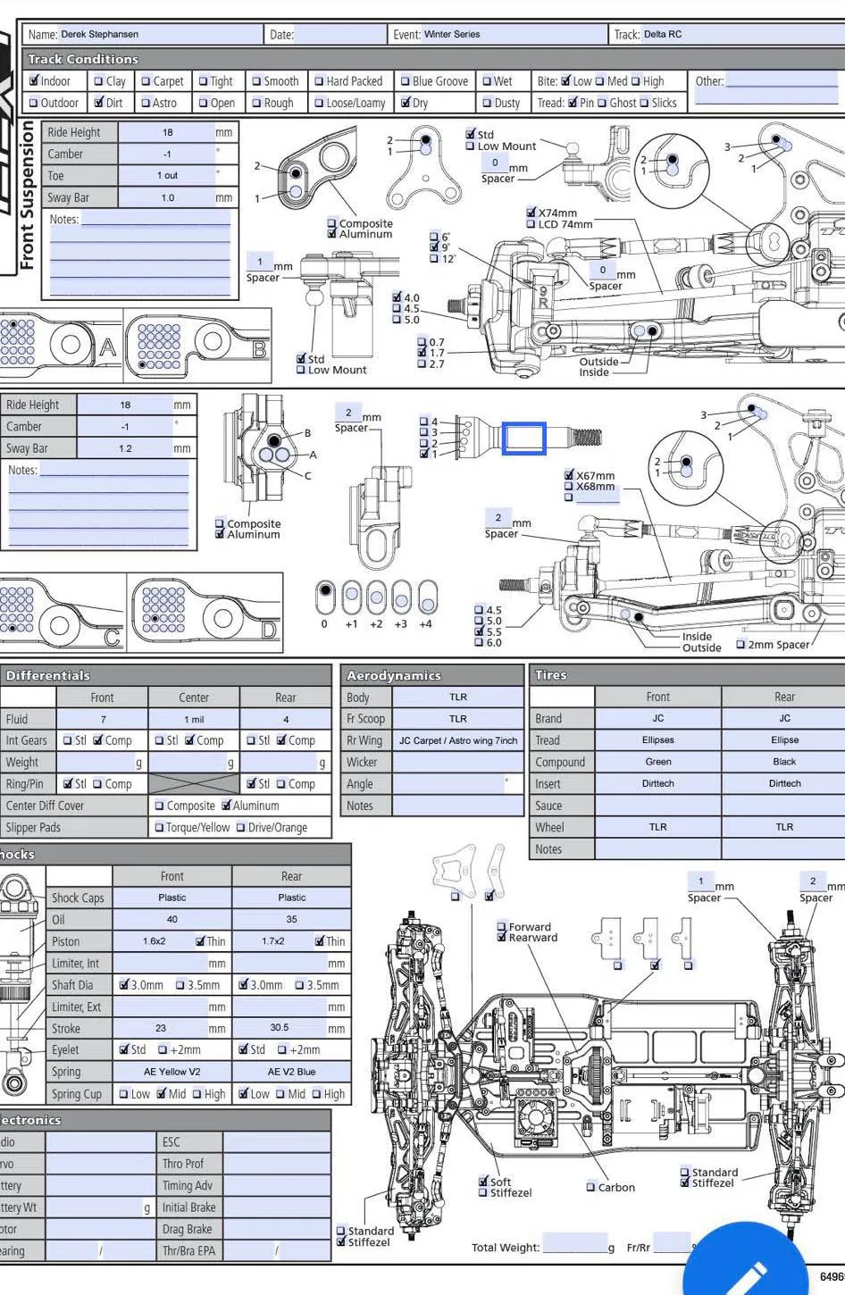Setup Sheet
