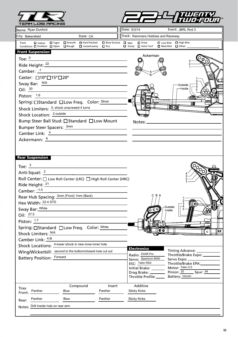 Setup Sheet