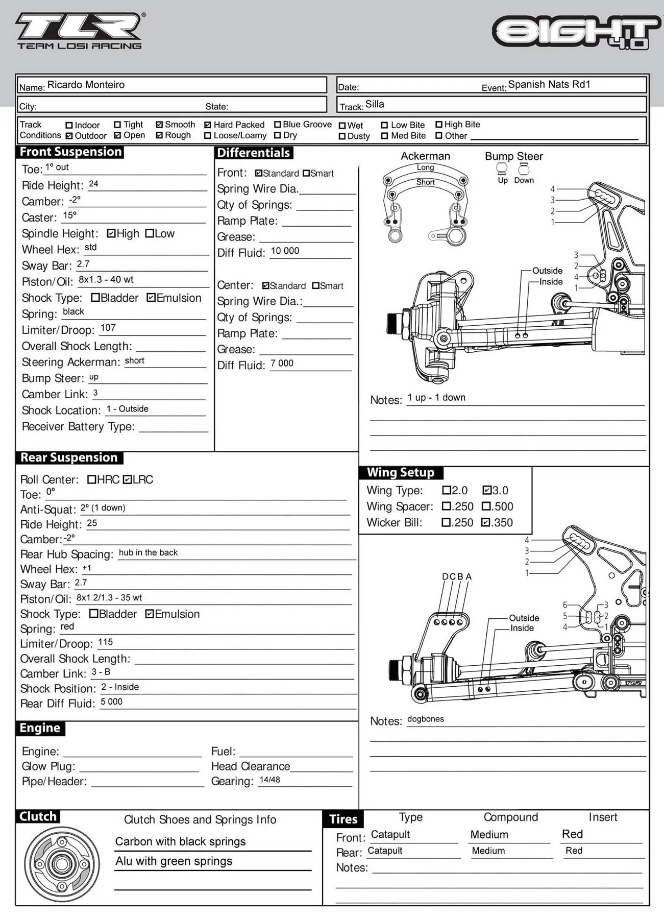 Setup Sheet