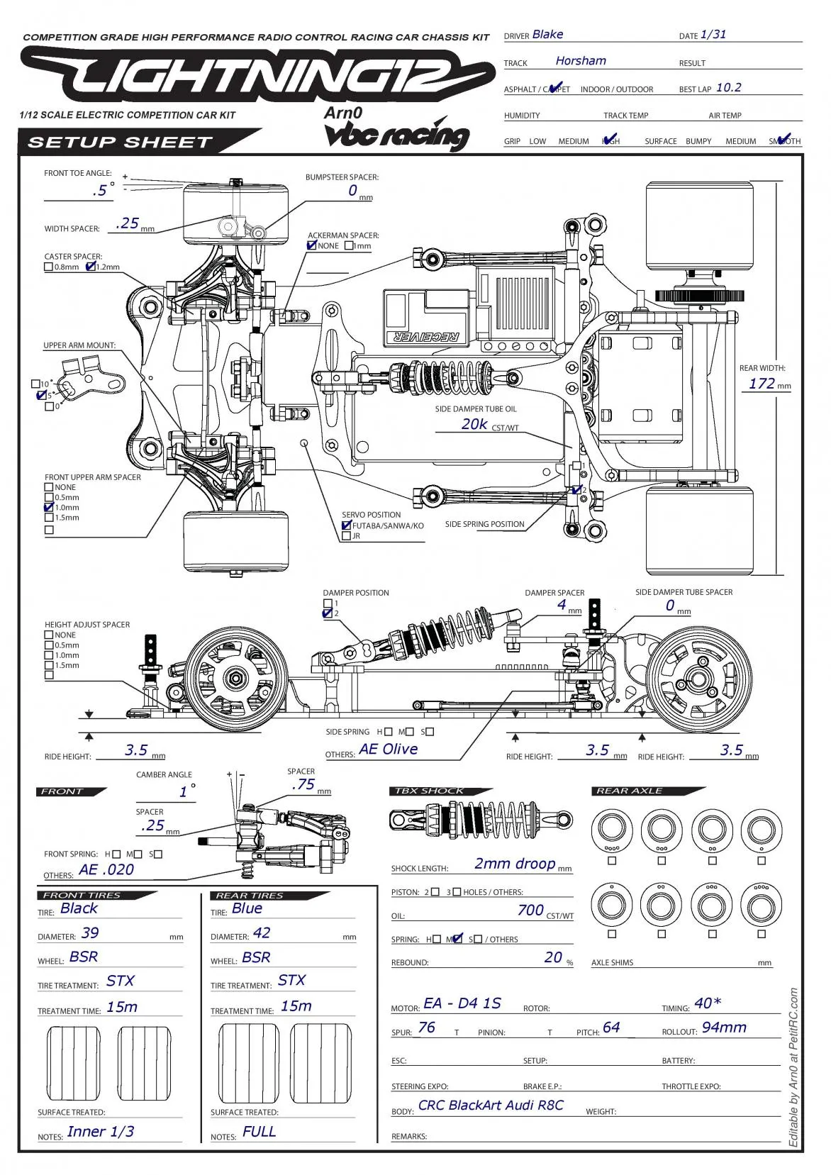 Setup Sheet