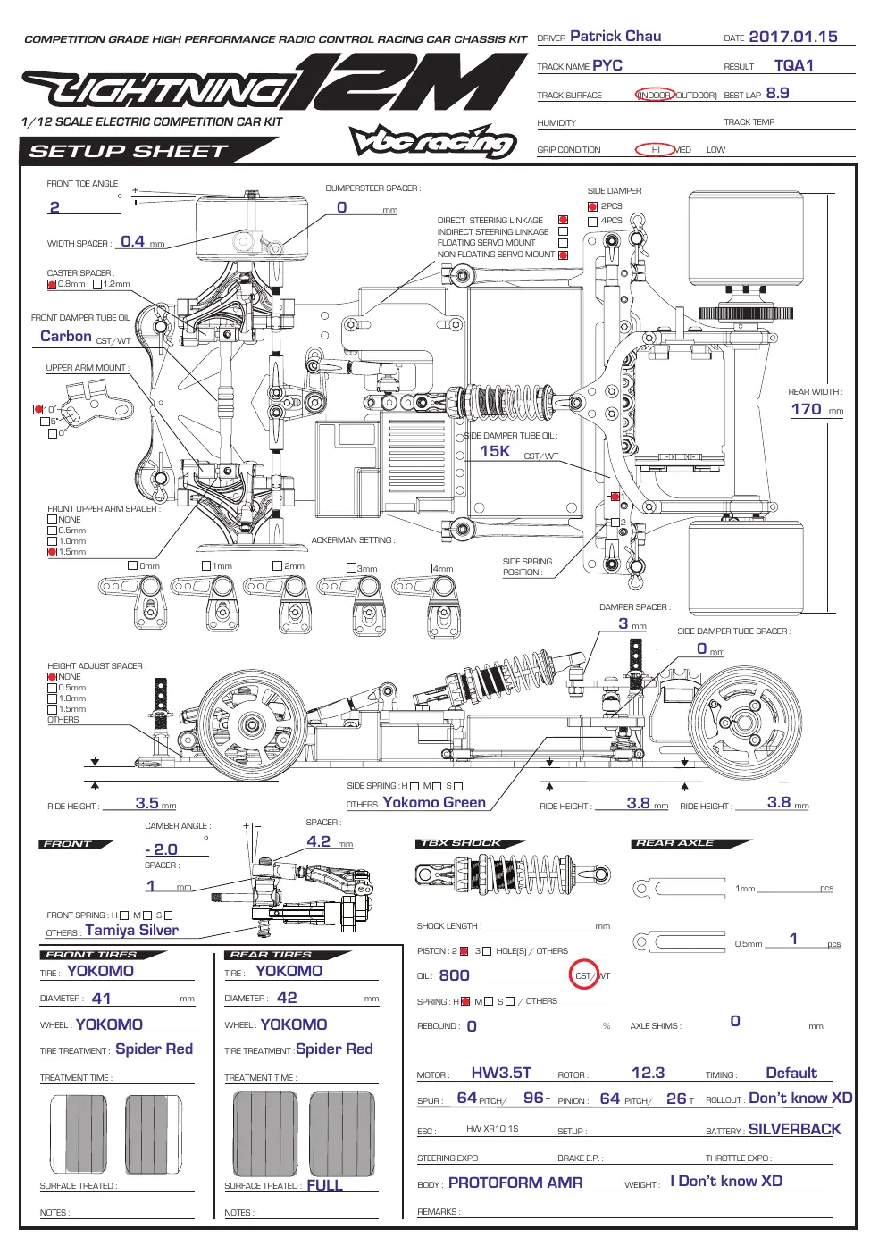 Setup Sheet