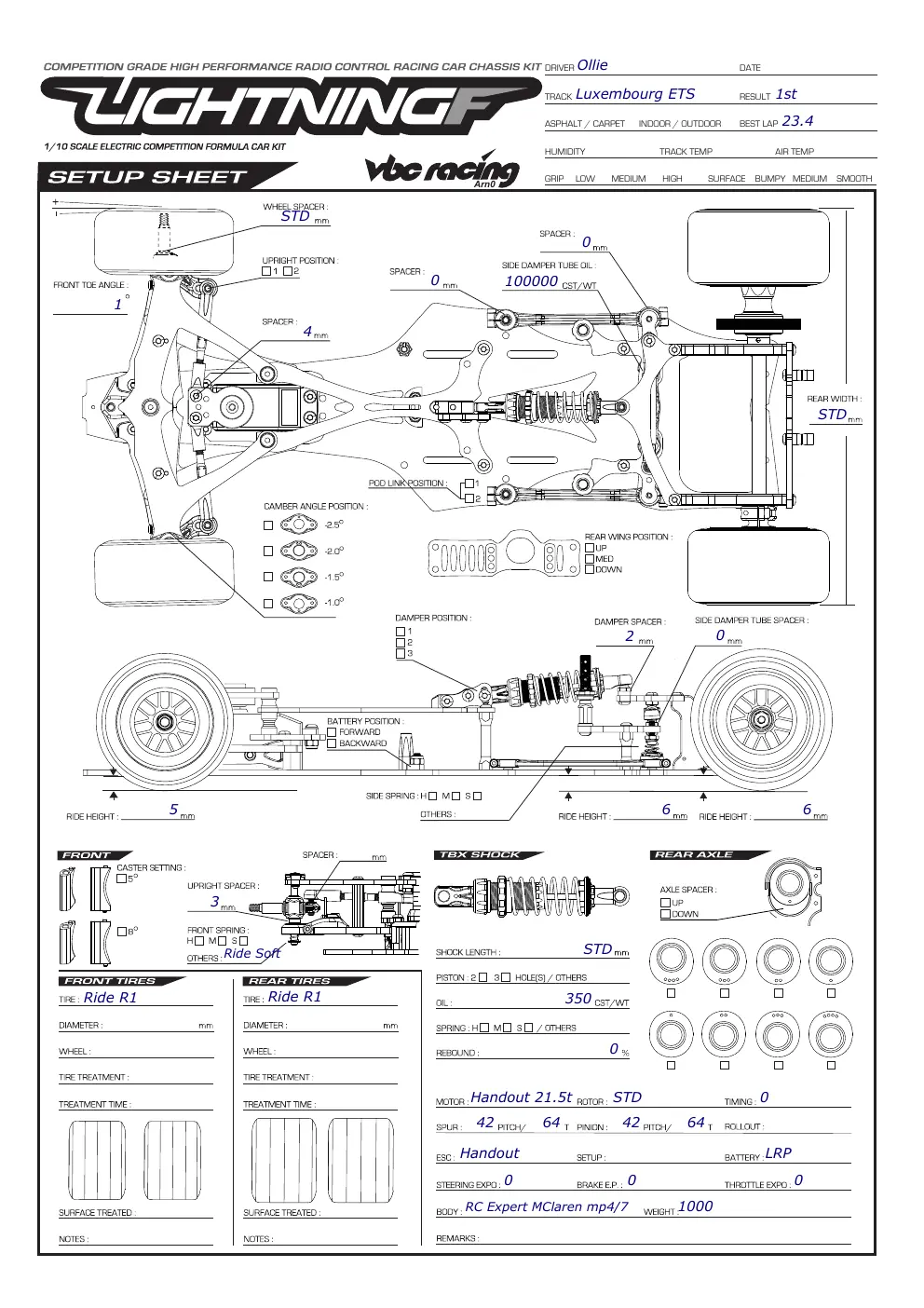 Setup Sheet