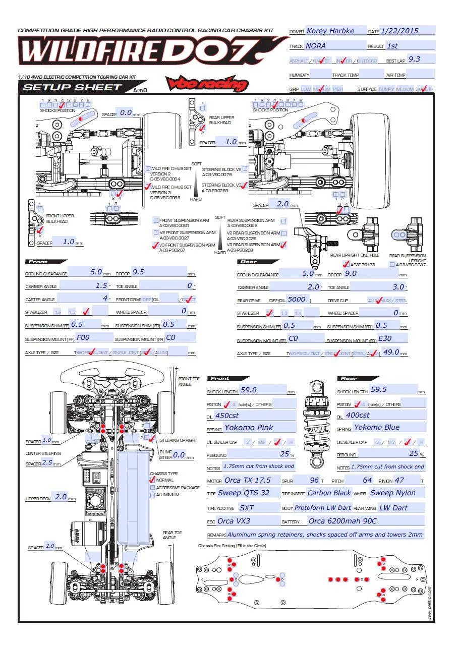 Setup Sheet