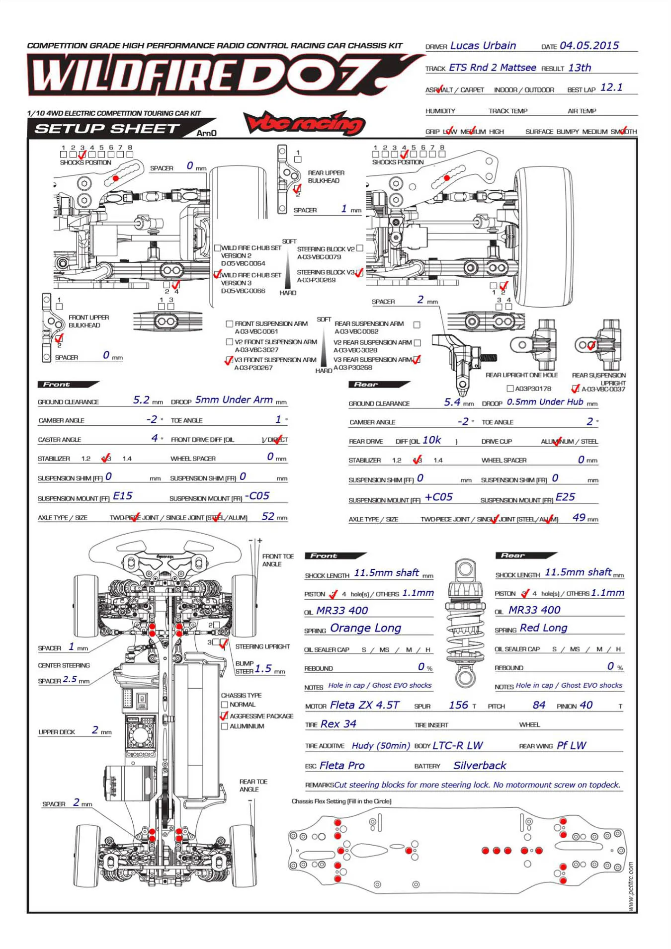 Setup Sheet