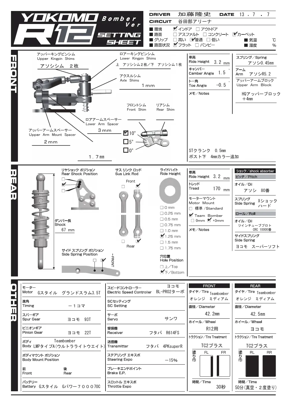 Setup Sheet