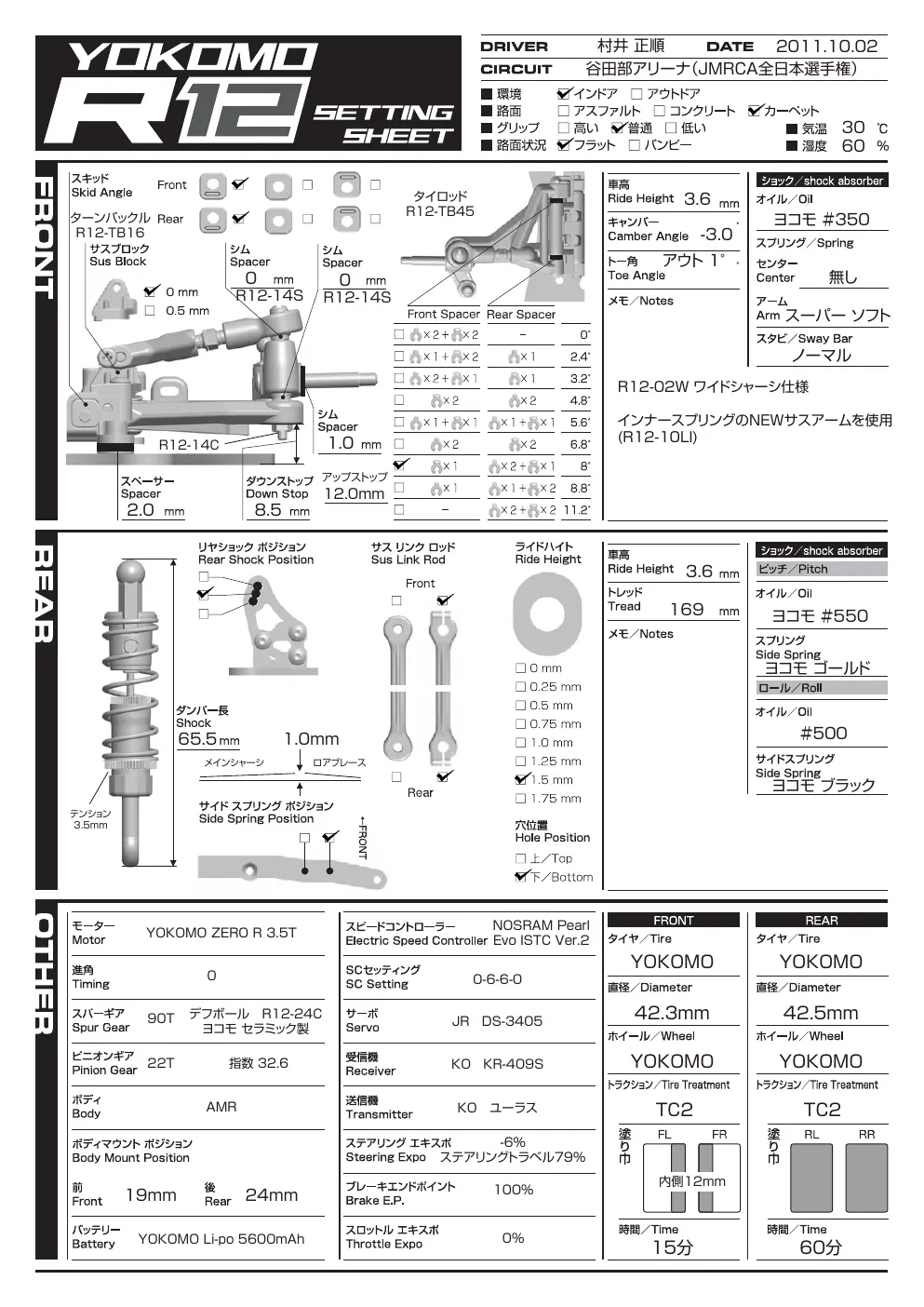 Setup Sheet